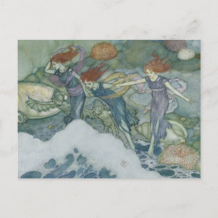 Vintag Edmund Dulac The Tempest Mermaids Postkarte