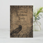Vintag Eerie Gothic Spooky Raven Halloween-Party Einladung (Stehend Vorderseite)