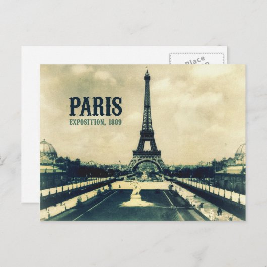 Vintag Eiffelturm, Paris, 1889 Postkarte (Vorne/Hinten)