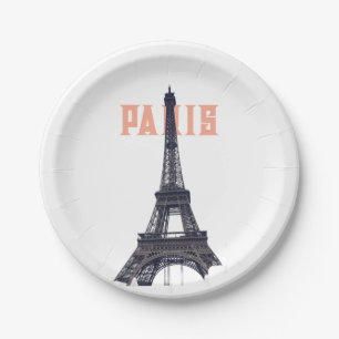 Vintag Eiffelturm Paris Europa Reisen Foto Pappteller