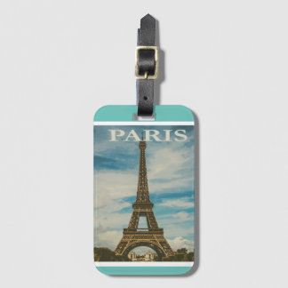 Vintag Eiffelturm Paris Frankreich Aquamarin & Whi Gepäckanhänger