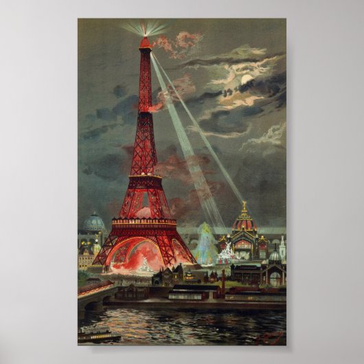 Vintag Eiffelturm Paris Frankreich Poster (Vorne)
