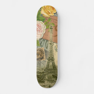 Vintag Eiffelturm Paris Frankreich Reisecollage Skateboard
