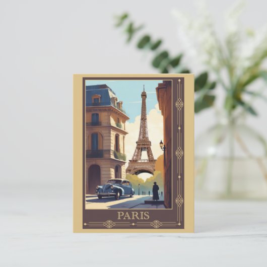 Vintag Eiffelturm Paris Frankreich Reisen Postkarte (Stehend Vorderseite)