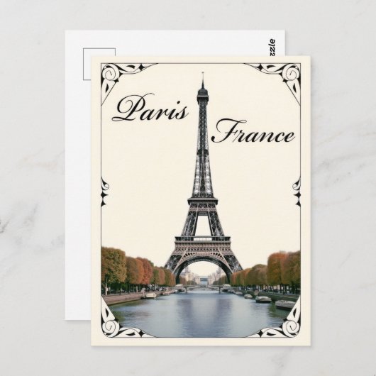 Vintag Eiffelturm Paris Frankreich Reisen Postkarte (Vorne/Hinten)