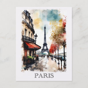 Vintag Eiffelturm Paris Frankreich Wasserfarbe Postkarte