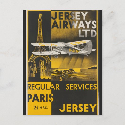 Vintag Eiffelturm Paris Französischer Luftverkehr Postkarte (Vorderseite)