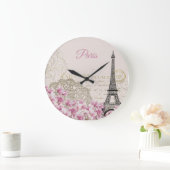 Vintag Eiffelturm Paris Postkarte Große Wanduhr (Zuhause)