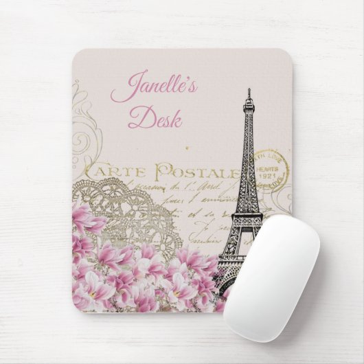 Vintag Eiffelturm Paris Postkarte Mousepad (Mit Mouse)