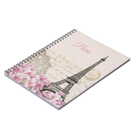 Vintag Eiffelturm Paris Postkarte Notizblock (Linke Seite)