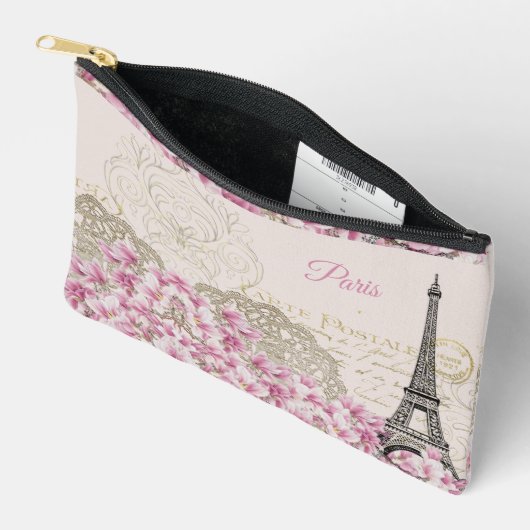 Vintag Eiffelturm Paris Postkarte Zubehörtasche (Offen)