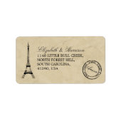Vintag Eiffelturm Paris Postmark Wedding Adressaufkleber (Vorne)