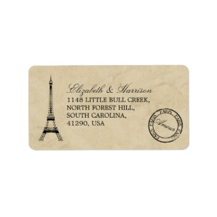 Vintag Eiffelturm Paris Postmark Wedding Adressaufkleber