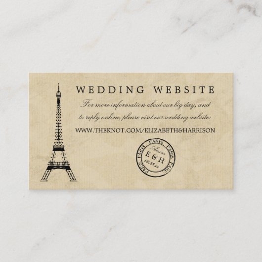 Vintag Eiffelturm Paris Postmark Wedding Begleitkarte (Vorderseite)