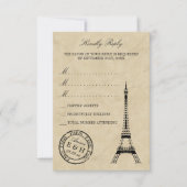 Vintag Eiffelturm Paris Postmark Wedding RSVP Karte (Vorderseite)