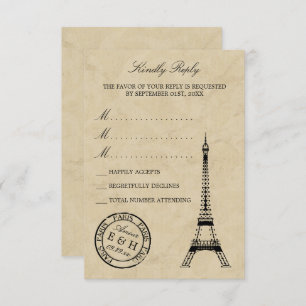 Vintag Eiffelturm Paris Postmark Wedding RSVP Karte