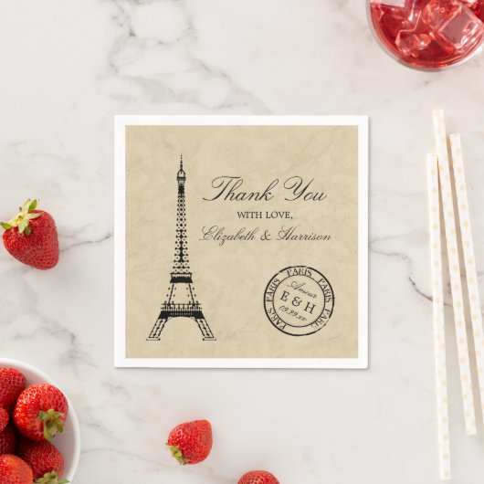 Vintag Eiffelturm Paris Postmark Wedding Serviette (Beispiel)
