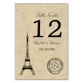 Vintag Eiffelturm Paris Postmark Wedding Tischnummer (Rückseite)