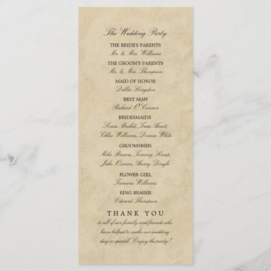 Vintag Eiffelturm Paris Wedding Programm (Rückseite)