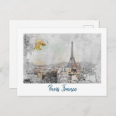 Vintag Eiffelturm - Postkarte - Retro Paris (Vorne/Hinten)