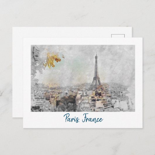 Vintag Eiffelturm - Postkarte - Retro Paris (Vorne/Hinten)