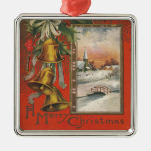 Vintag "Ein frohes Weihnachtsfest" mit Weihnachtsg Ornament Aus Metall
