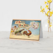 Vintag - ein glückliches neues Jahr, Karte (Gelbe Blume)