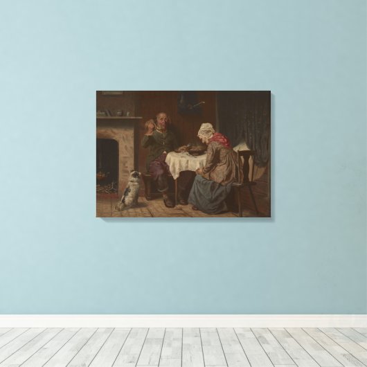 Vintag ein Segen-Lithograph Gefragt Leinwanddruck (Insitu (Holzboden))