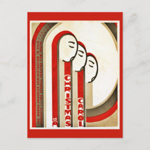 Vintag ein Weihnachtslied restauriert WPA Feiertagspostkarte