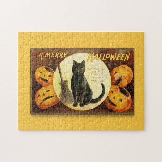 Vintag eine frohe Halloween-Black Cat Puzzle (Horizontal)