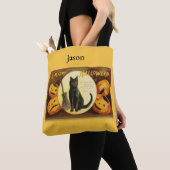 Vintag eine frohe Halloween-Black Cat Tasche (Von Nahem)