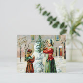 Vintag eine frohe Weihnachtsmutter und Tochter Feiertagspostkarte (Stehend Vorderseite)