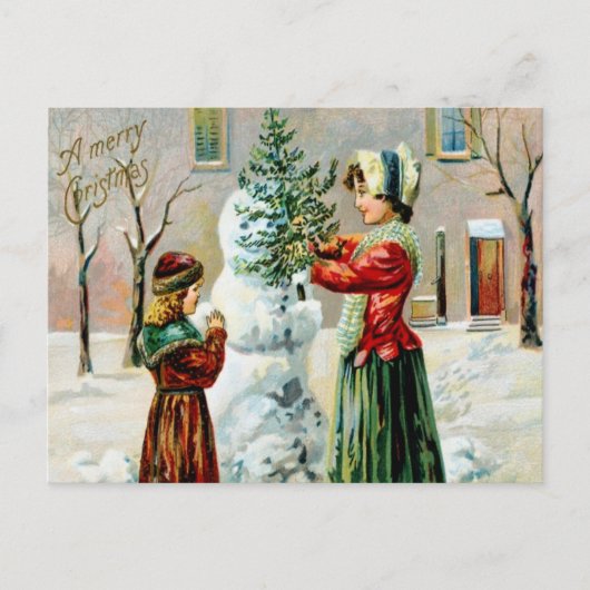 Vintag eine frohe Weihnachtsmutter und Tochter Feiertagspostkarte (Vorderseite)