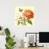 VINTAG EINFACHE BLUME MIT SCHALTFLÄCHE POSTER (Heimbüro)