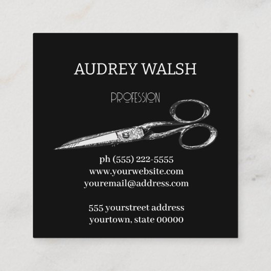 Vintag einfache schwarze Quadkarte Visitenkarte (Rückseite)