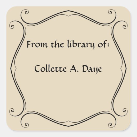 Vintag Einfaches und elegantes Buchzeichen Quadratischer Aufkleber (Vorderseite)