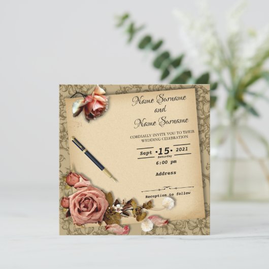 Vintag Einladung (Stehend Vorderseite)