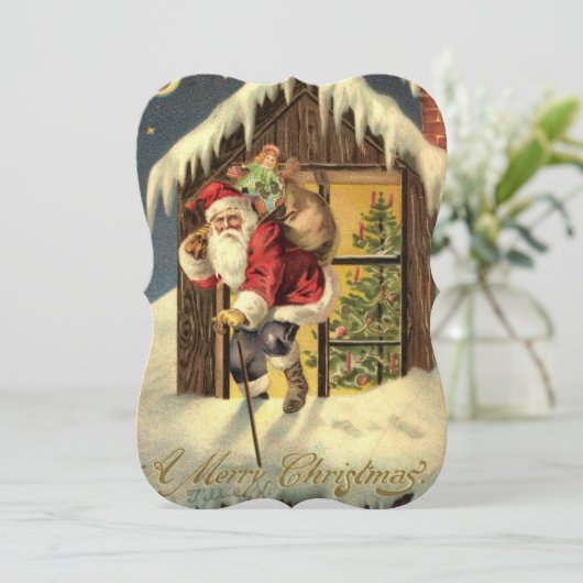 Vintag: Einladung zum Weihnachtsessen - (Stehend Vorderseite)