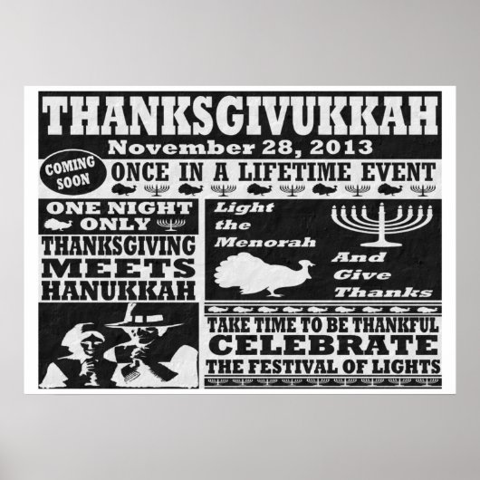 Vintag einmal im Leben Thanksgivukkah Poster (Vorne)
