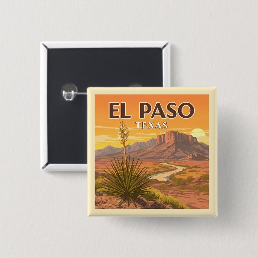 Vintag El Paso Texas Button (Vorne & Hinten)