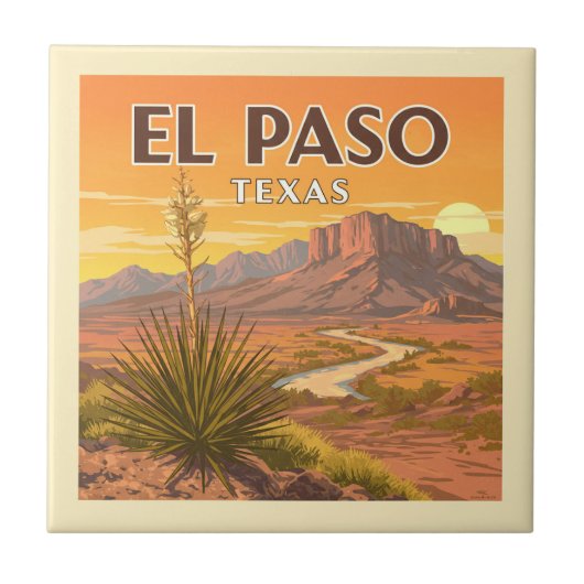 Vintag El Paso Texas Fliese (Vorderseite)