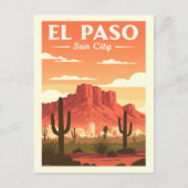 Vintag El Paso Texas Postkarte (Vorderseite)