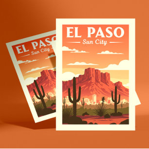 Vintag El Paso Texas Postkarte