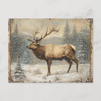 Vintag Elch Landschaftlich Rustikales Junk Journal Postkarte