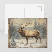 Vintag Elch Landschaftlich Rustikales Junk Journal Postkarte (Vorne/Hinten)