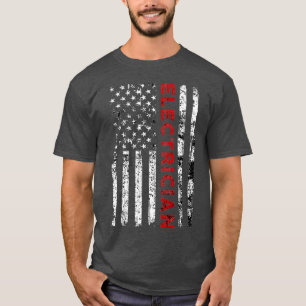 Vintag Electric USA Flag Gift Lineman Flag T-Shirt