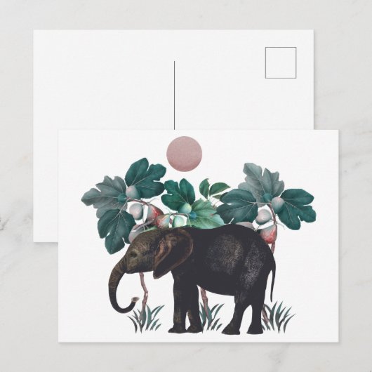 Vintag Elefant Postkarte (Vorne/Hinten)