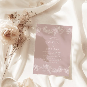 Vintag Elegance Classic floral Dusty Pink Wedding Einladung