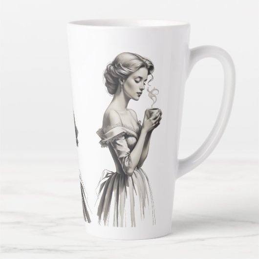 Vintag Elegance Lady Cup - Romantische Landschaft Milchtasse (Rechts)