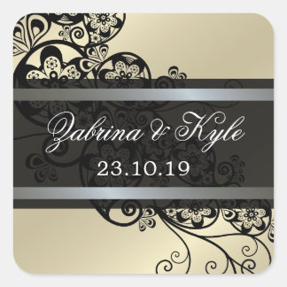 Vintag Elegant Boho Floral Paisley Gastgeschenke H Quadratischer Aufkleber